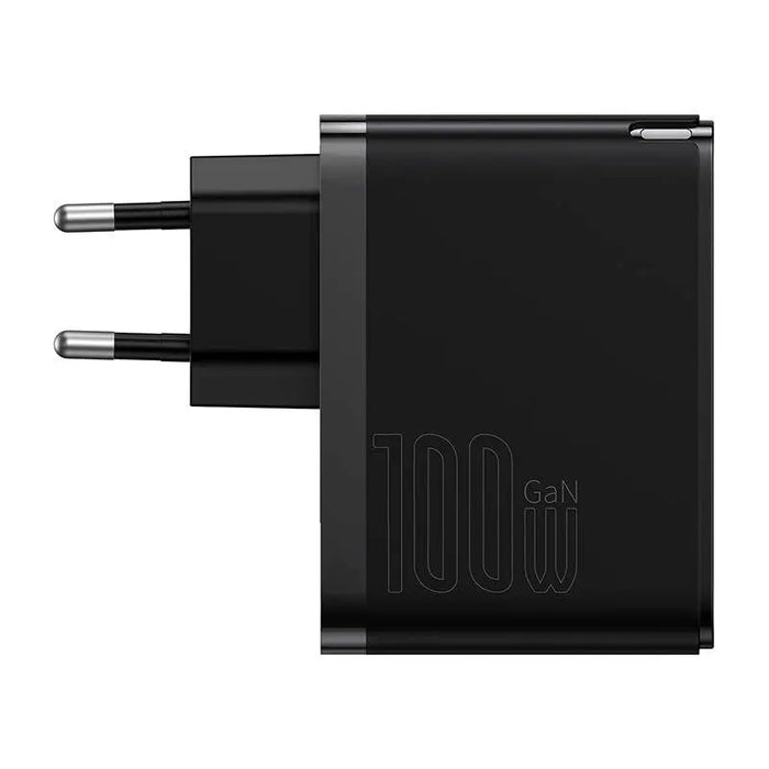 Wall charger Baseus GaN USB-C + USB 100W + 1m cable (black) - mains chargers<<<Chargers<<<GSM