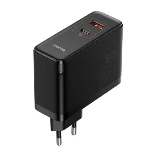 Wall charger Baseus GaN USB-C + USB 100W + 1m cable (black) - mains chargers<<<Chargers<<<GSM