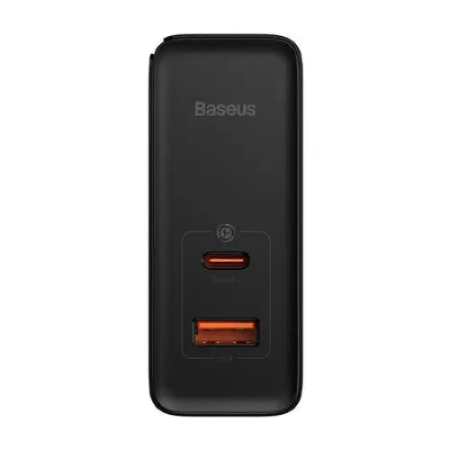 Wall charger Baseus GaN USB-C + USB 100W + 1m cable (black) - mains chargers<<<Chargers<<<GSM