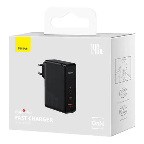 Wall charger Baseus GaN5 Pro 2xUSB-C + USB 140W (black) - mains chargers<<<Chargers<<<GSM