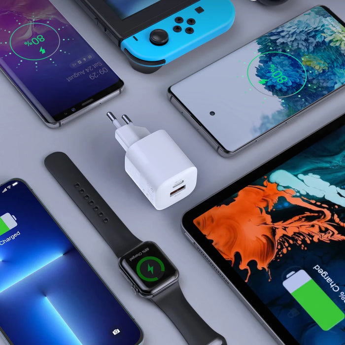 Wall Charger Choetech 33W PD5006 A + C dual port (white) - mains chargers<<<Chargers<<<GSM