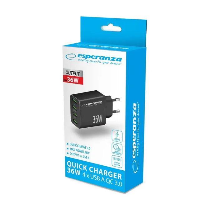 Wall Charger Esperanza EZC107K Black - USB зарядни и кабели<<<Електроника Телефони и таблети<<<Компютри|
