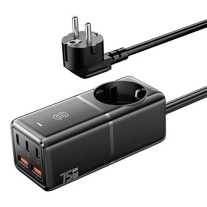 Wall charger Essager ECTAC-BRB01-Z GaN 3xUSB-C 2xUSB-A Gniazdko AC 75W (black) - mains chargers<<<Chargers<<<GSM