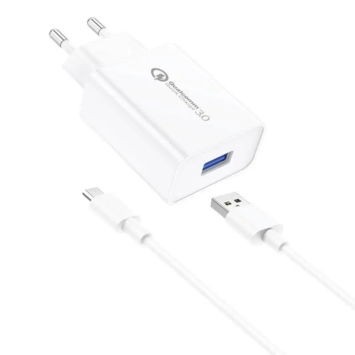 Wall Charger Foneng EU13 18W + USB to Micro USB Cable 3A (White) - mains chargers<<<Chargers<<<GSM