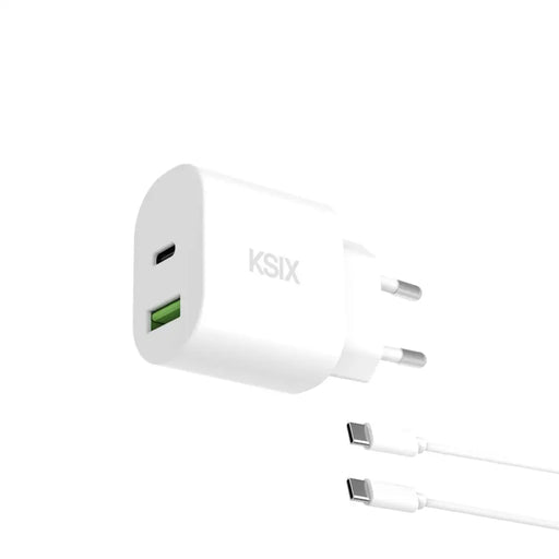 Wall Charger KSIX White 20 W - Електроника Телефони и таблети<<<Компютри| Електроника<<<BigBuy&&&USB зарядни и