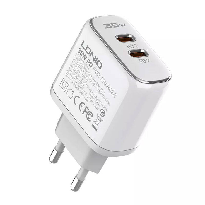 Wall charger LDNIO A2528M 2USB-C for Apple + USB-C - Lightning Cable - mains chargers<<<Chargers<<<GSM