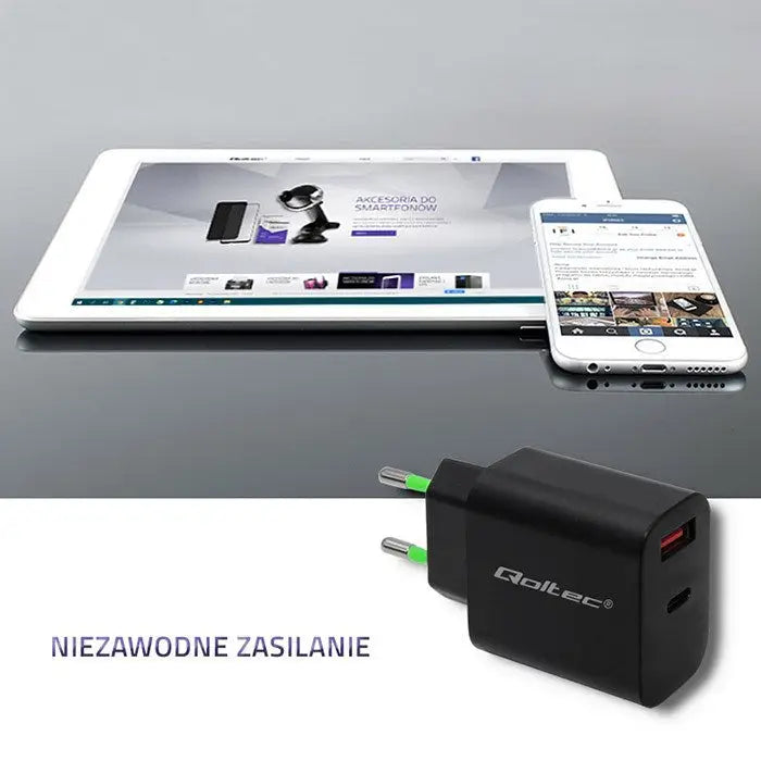 Wall Charger Qoltec 51713 Black 18 W - ChargersLAD-SIC<<<Power supplies for phonesLAD<<<ActionPL&&&Електроника Телефони
