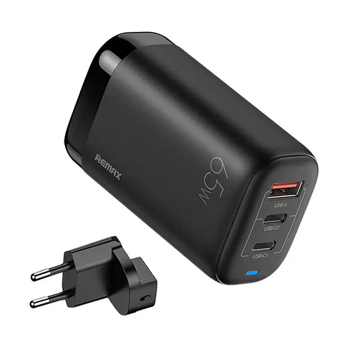 Wall charger Remax RP-U55 2x USB-C USB EU 65W (black) - mains chargers<<<Chargers<<<GSM Accessories<<<InnproXML