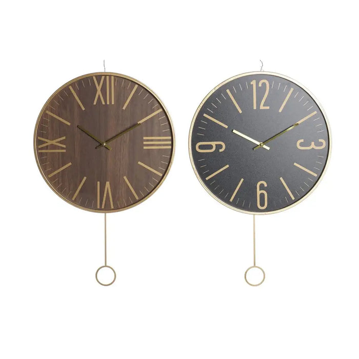 Wall Clock DKD Home Decor 40 x 4 x 40 cm Black Brown Iron Pendulum MDF Wood (2 Units) - Декорация и Осветление<<<Дом