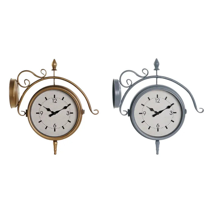 Wall Clock DKD Home Decor 43 x 14,5 x 47 cm Crystal Grey Golden Iron Traditional (2 Units) - Декорация и