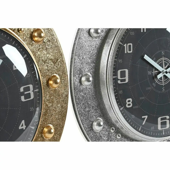 Wall Clock DKD Home Decor 48,5 x 6 x 48,5 cm Crystal Silver Black Golden Iron (2 Units) - Декорация и Осветление<<<Дом