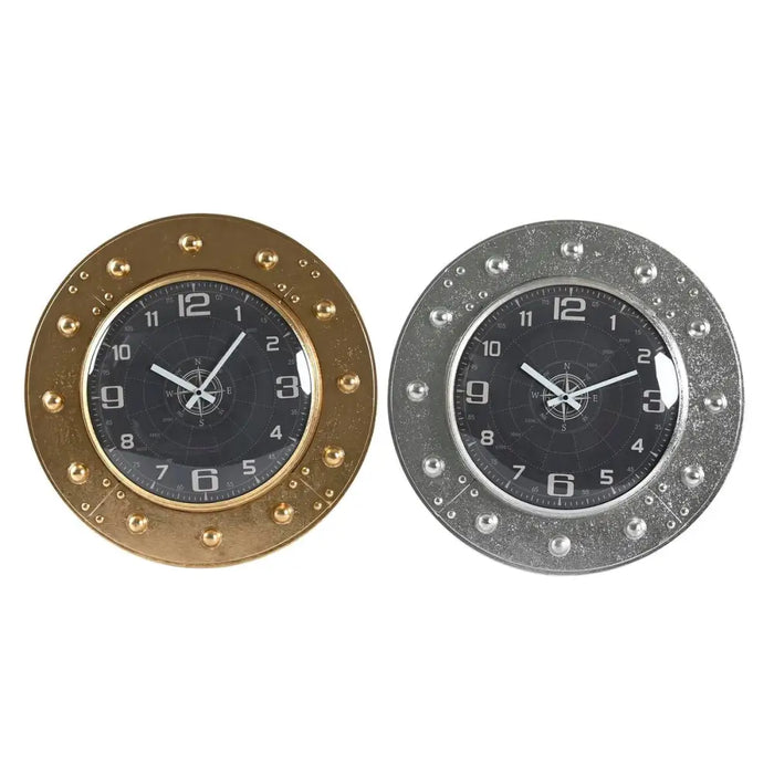 Wall Clock DKD Home Decor 48,5 x 6 x 48,5 cm Crystal Silver Black Golden Iron (2 Units) - Декорация и Осветление<<<Дом