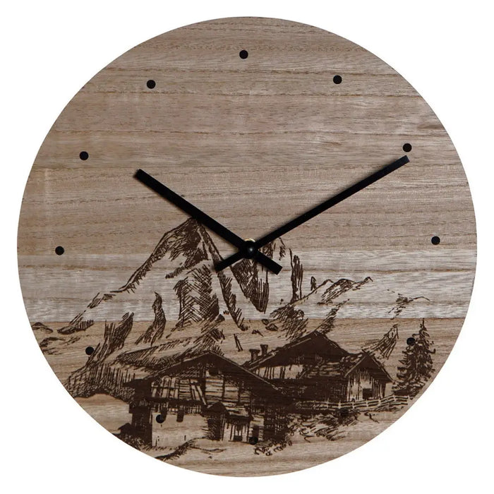 Wall Clock DKD Home Decor 8424001759712 Black Wood MDF Wood Moutain 30 x 30 x 1,5 cm - Декорация и Осветление<<<Дом
