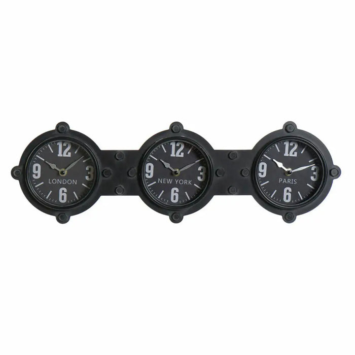 Wall Clock DKD Home Decor Crystal Black Iron (58 x 6.5 x 18 cm) - Декорация и Осветление<<<Дом