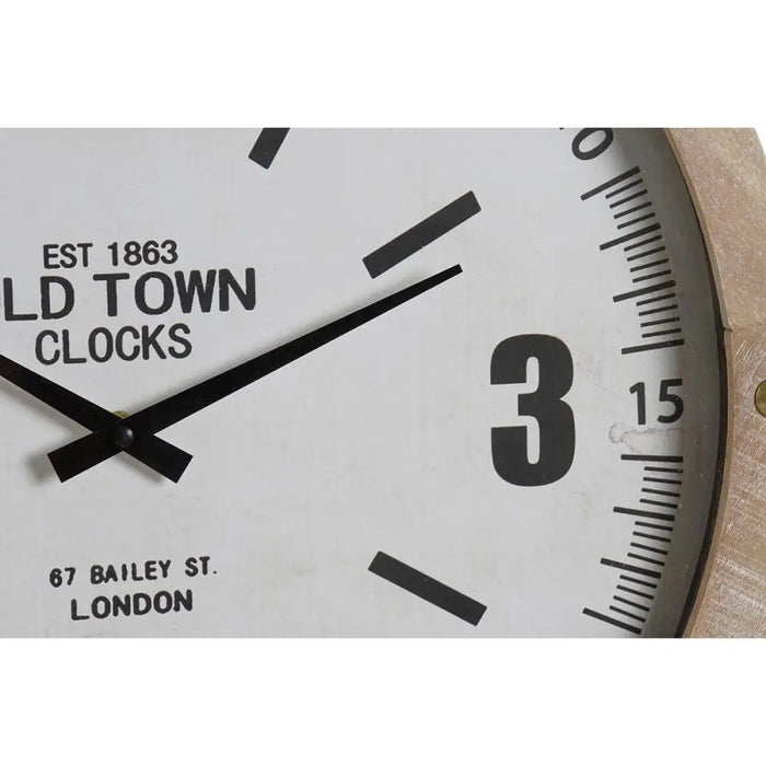 Wall Clock DKD Home Decor Natural MDF White Iron (52 x 5 x 60 cm) - Декорация и Осветление<<<Дом
