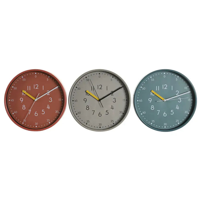 Wall Clock DKD Home Decor White Turquoise Terracotta PVC Urban 30 x 4,3 x 30 cm (3 Units) - Декорация и