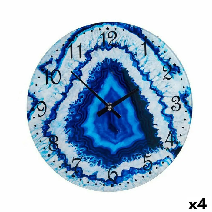 Wall Clock Gift Decor Blue Crystal Marble 30 x 4 x 30 cm (4 Units) - Декорация и Осветление<<<Дом