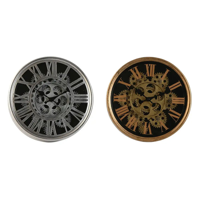Wall Clock Home ESPRIT Black Golden Silver Metal Crystal 25 x 6,3 x 25 cm (2 Units) - Декорация и Осветление<<<Дом