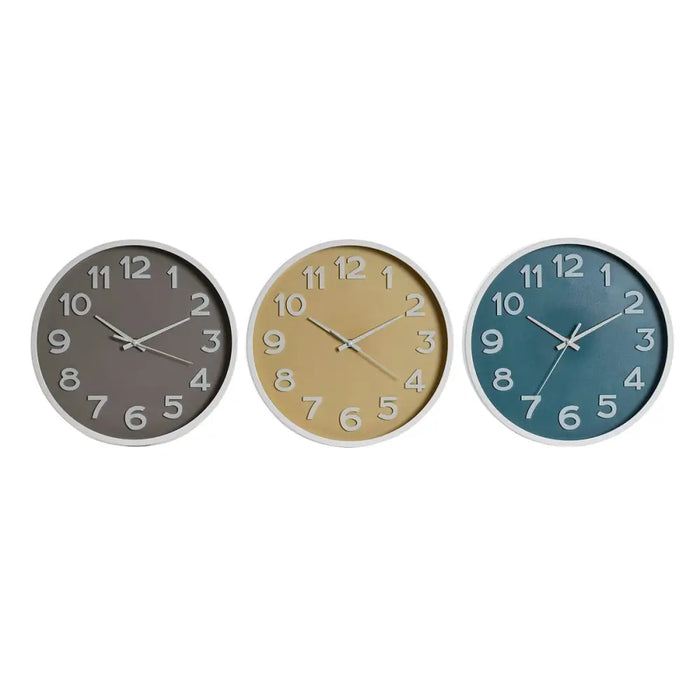 Wall Clock Home ESPRIT Blue White Pink Mustard PVC 30 x 4 x 30 cm (3 Units) - Стенни часовници и будилници<<<Декорация