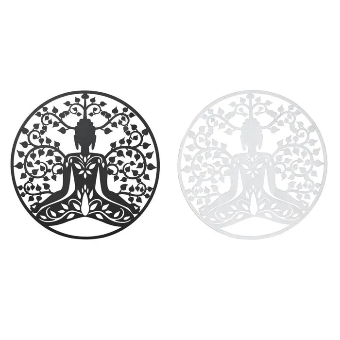 Wall Decoration DKD Home Decor 100 x 1 x 100 cm Black Buddha White Oriental (2 Units) - Декорация и Осветление<<<Дом