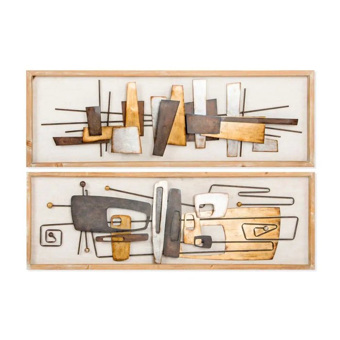 Wall Decoration DKD Home Decor 120 x 40 x 5,5 cm Abstract Natural Golden Multicolour Modern (2 Units) - Декорация и