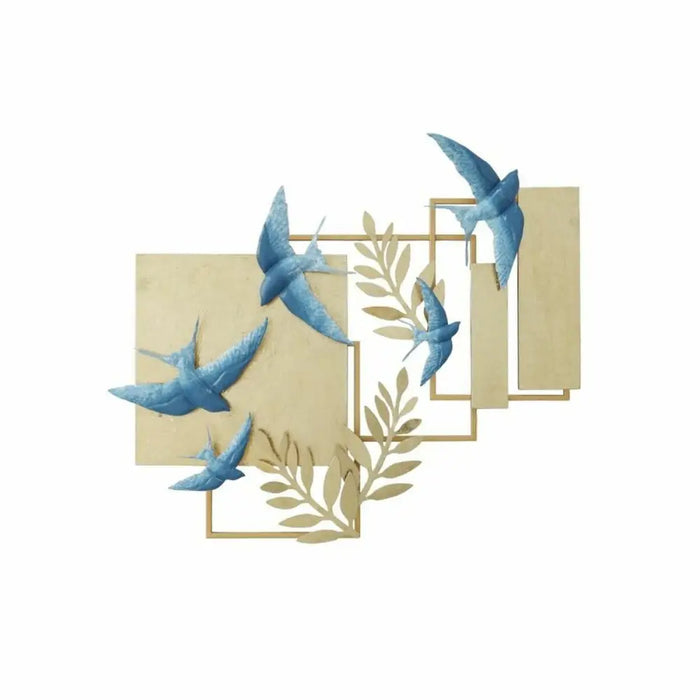 Wall Decoration DKD Home Decor Blue Golden Metal Bird Glamour (84,5 x 8,3 x 72,4 cm) - Декорация и Осветление<<<Дом