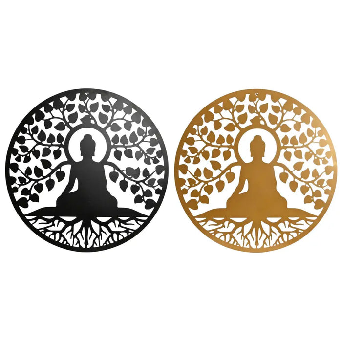 Wall Decoration Home ESPRIT Black Golden Buddha Oriental 100 x 1 x 100 cm (2 Units) - Декорация и Осветление<<<Дом