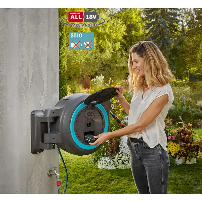 WALL HOSE REEL WITHOUT BATTERY AND CHARGER GARDENA PowerRoll XXL solo - Макари и