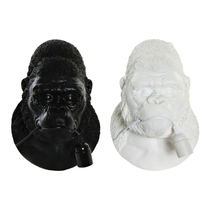 Wall Lamp DKD Home Decor 23 x 19 x 32 cm Black White Resin 220 V 50 W Gorilla Modern (2 Units) - Декорация и