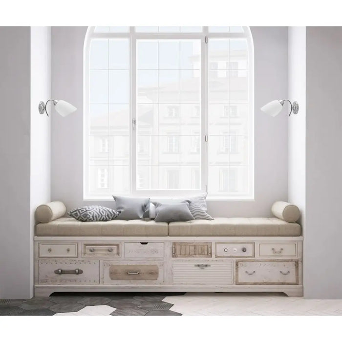 Wall Light Activejet NIKITA 1P Nikiel White nickel Metal Glass 60 W 220-240 V 26 x 12 x 12,5 cm 30 x 12 x 15 cm (1