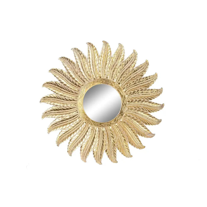 Wall mirror DKD Home Decor Golden Feathers Indian Man Stripped 90 x 3 x 90 cm - Декорация и Осветление<<<Дом