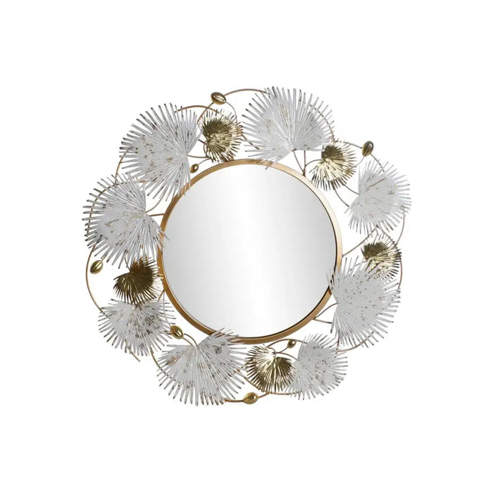 Wall mirror DKD Home Decor White Golden Leaf of a plant 93 x 7 x 93 cm - Декорация и Осветление<<<Дом