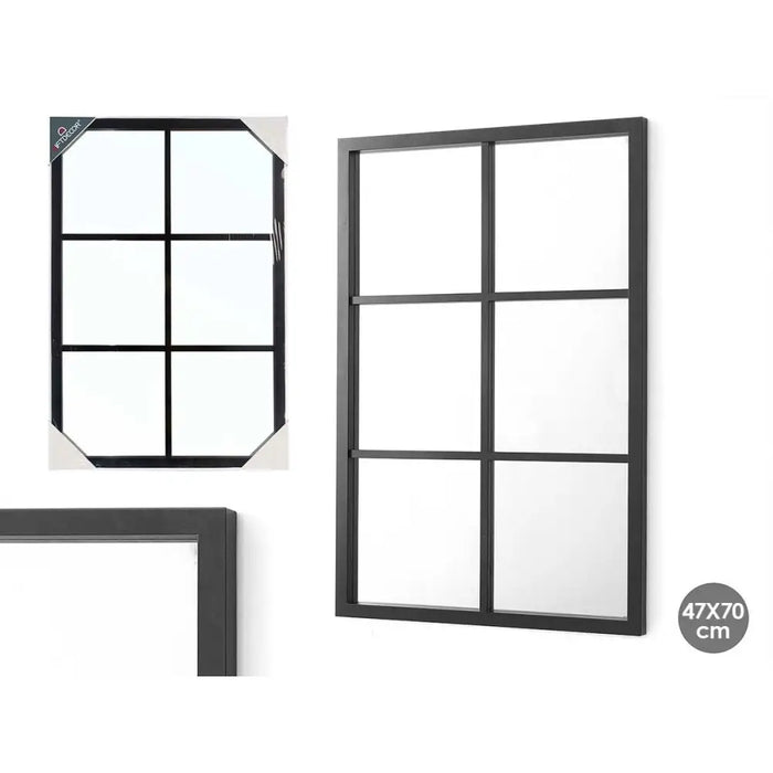 Wall mirror Gift Decor Black Squares 70 x 47 x 2 cm (6 Units) - Декорация и Осветление<<<Дом