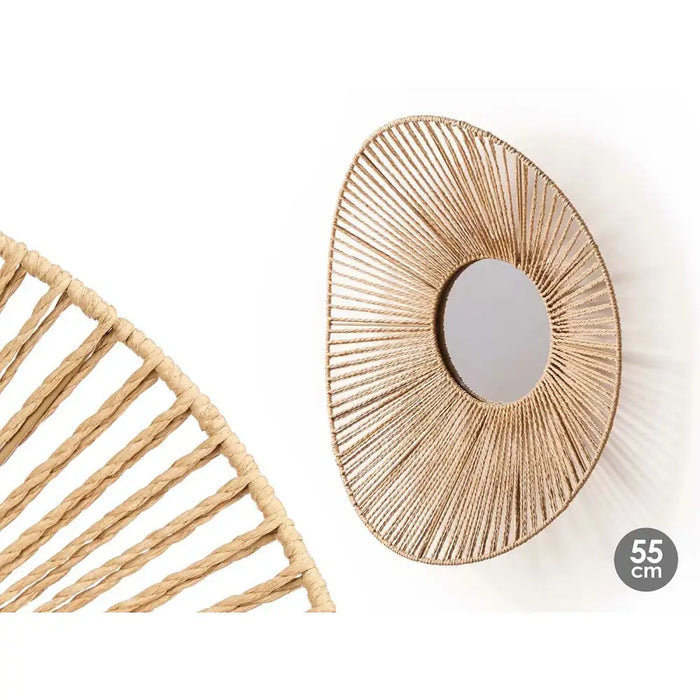 Wall mirror Gift Decor Natural Oval 55 x 14 x 48 cm (4 Units) - Декорация и Осветление<<<Дом