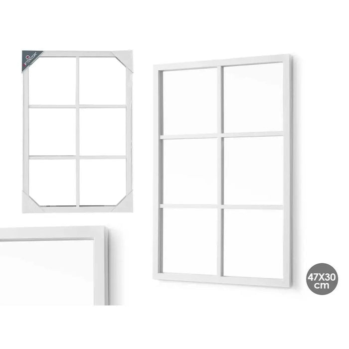 Wall mirror Gift Decor White Squares 70 x 47 x 2 cm (6 Units) - Декорация и Осветление<<<Дом