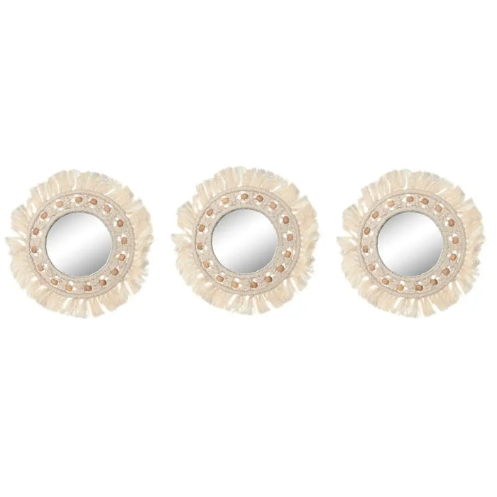 Wall mirror Home ESPRIT White Boho 20 x 1 x 20 cm (3 Pieces) - Декорация и Осветление<<<Дом
