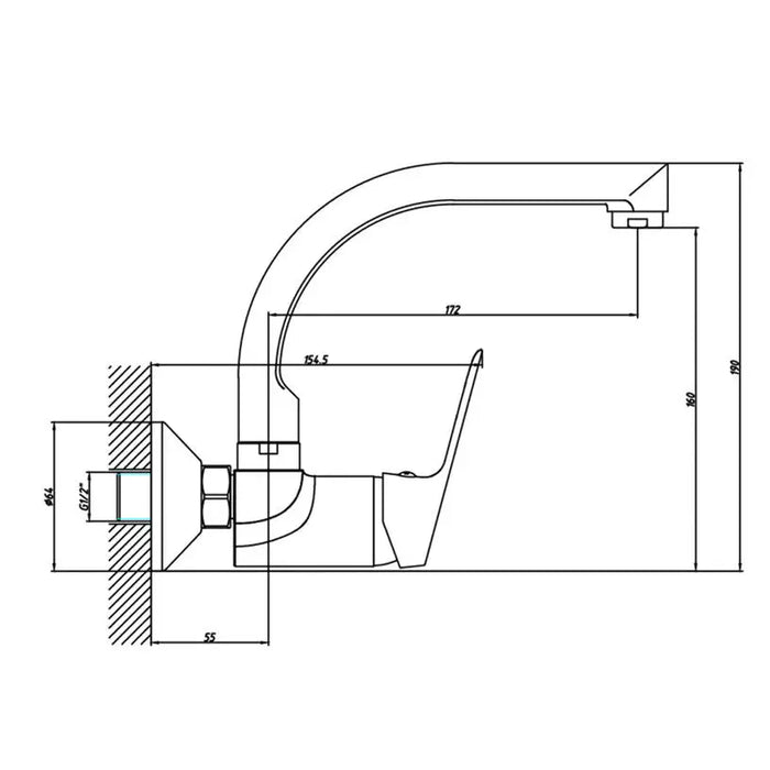 WALL MIXER FOR KITCHEN INTER CERAMIC LINEN U Winch - Смесители за кухня<<<Кухня<<<Praktiker&&&Кухненски