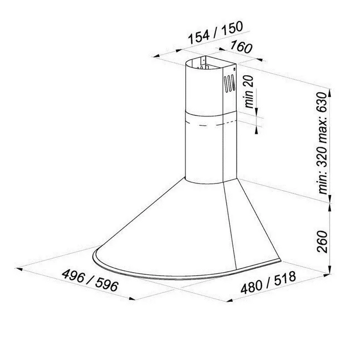 Wall-mounted canopy MAAN Mix 3 60 310 m3/h Satin - Cooker hoodsAGD-OKA<<<Home Appliance - ProductsAGD<<<ActionPL