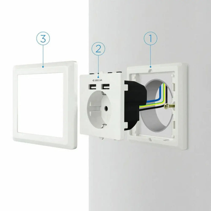 Wall Plug with 2 USB Ports TooQ 10.35.0010 5V/2.4A White 2,4 A - Компютър Мрежи и компоненти<<<Компютри|