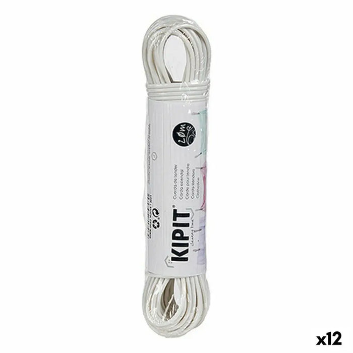 Washing Line Kipit White PVC 20 m 20,5 x 4 x 3,5 cm (12 Units) - Почистване Прахосмукачки И Гладене<<<Дом