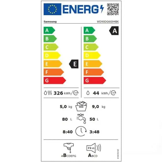 Washing machine with dryer SAMSUNG WD90DG6G94BKU4 9/5 kg AI Ecobubble™ 1400 rpm. - Перални със сушилня<<<Перални<<<Едра