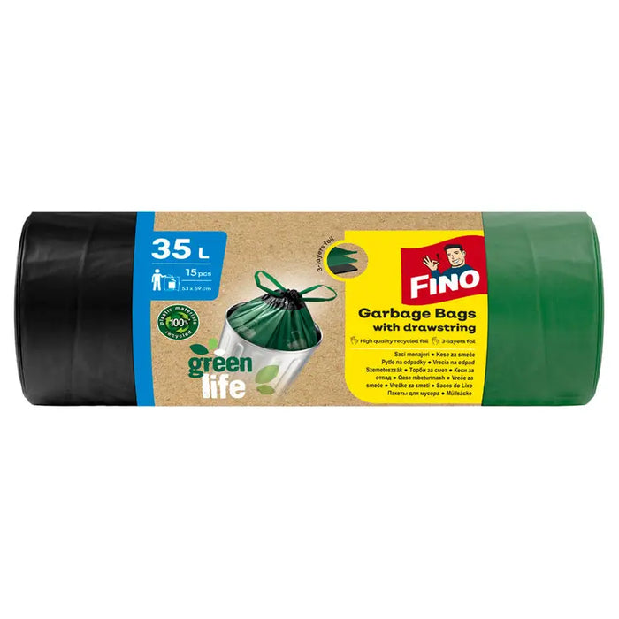 WASTE BAGS 35L 15PCS LINK GREEN FINO - Кошове и торби за отпадъци<<<Домашни потреби<<<Кухня<<<Praktiker