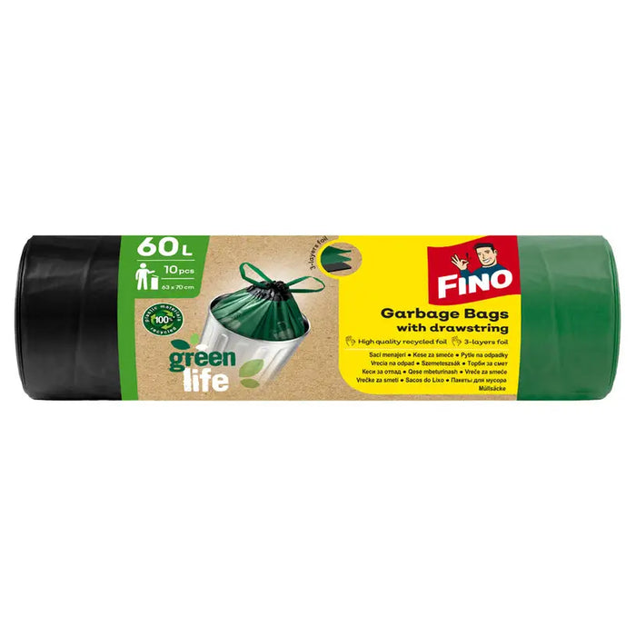 WASTE BAGS 60L 10PCS GREEN FINO LINK - Кошове и торби за отпадъци<<<Домашни потреби<<<Кухня<<<Praktiker