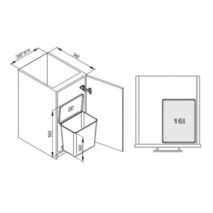 WASTE BIN 16 L EVO LINE - Кошове и торби за отпадъци<<<Домашни потреби<<<Кухня<<<Praktiker