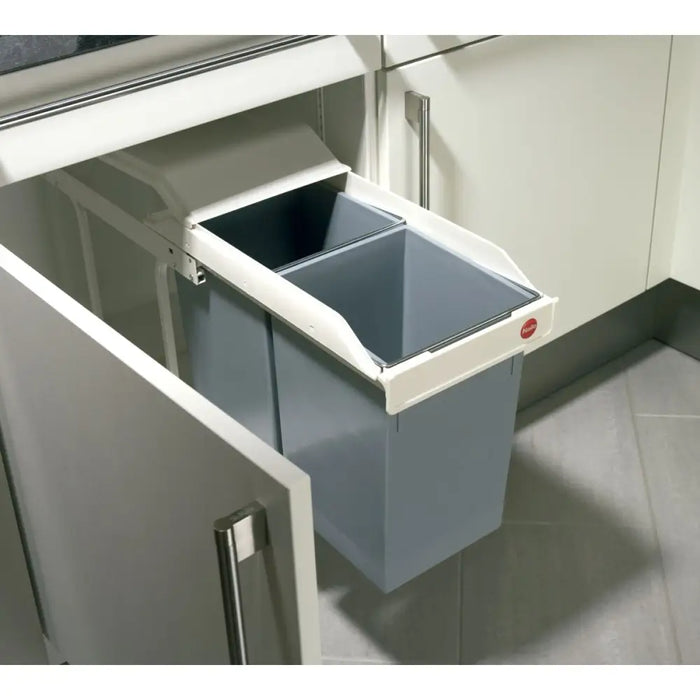 Waste bin Hailo Multi-Box duo L White Grey Cream Steel Plastic 2 drawers 14 L Integrable (2 Units) - Почистване