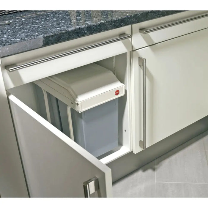 Waste bin Hailo Multi-Box duo L White Grey Cream Steel Plastic 2 drawers 14 L Integrable (2 Units) - Почистване