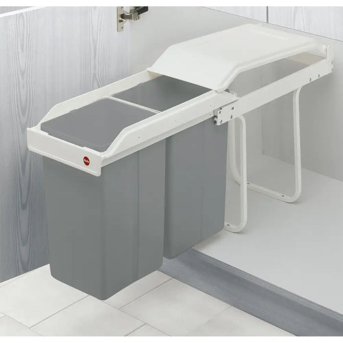Waste bin Hailo Multi-Box duo L White Grey Cream Steel Plastic 2 drawers 14 L Integrable (2 Units) - Почистване