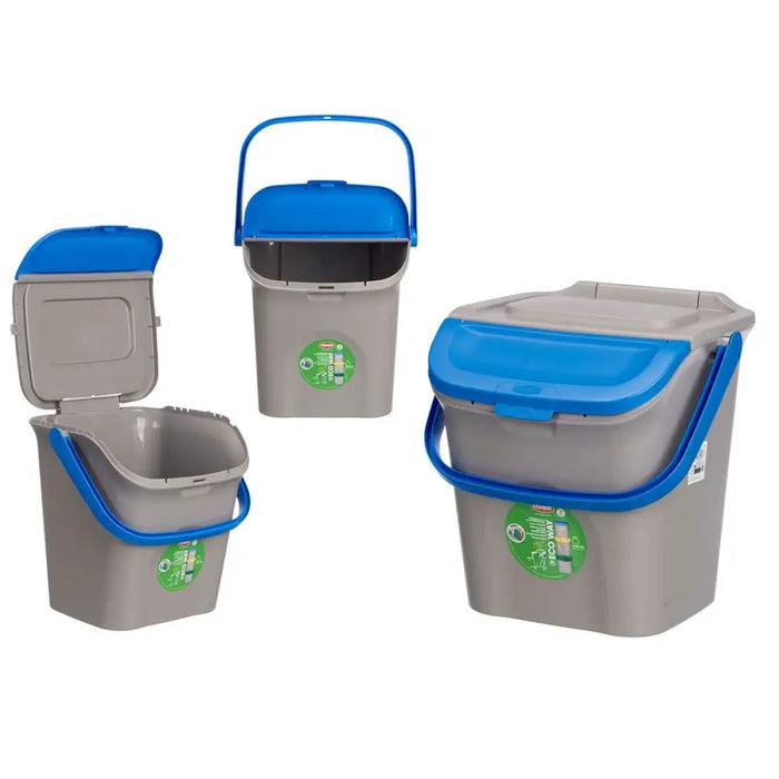 Waste bin Stefanplast ECOWAY Blue Grey polypropylene 28 L Stackable (6 Units) - Почистване Прахосмукачки И