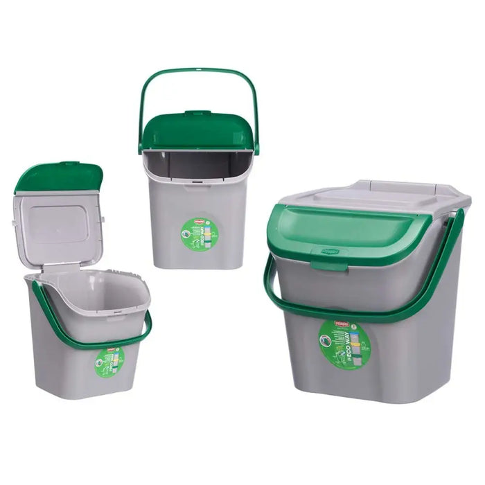 Waste bin Stefanplast ECOWAY Green Grey polypropylene 28 L Stackable (6 Units) - Почистване Прахосмукачки И