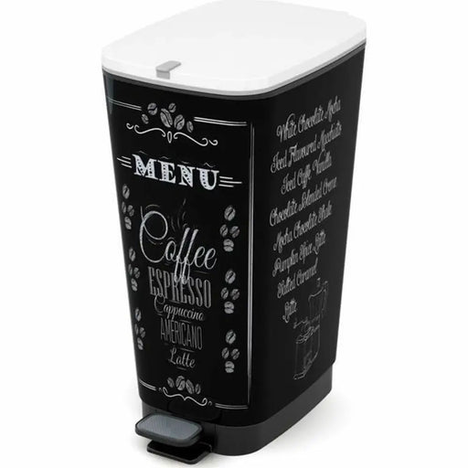 Waste bin with pedal KIS CHIC Coffee Motif Black 50 L - Почистване Прахосмукачки И Гладене<<<Дом